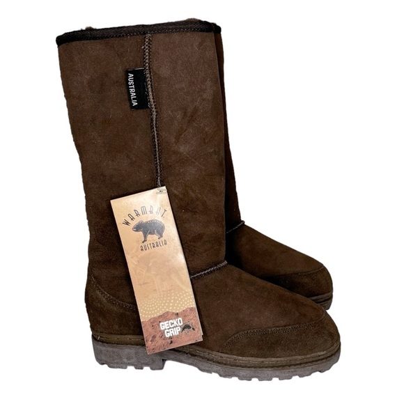 NWT Australia Warmbat Original Merino Sheepskin tall brown boots rare deadstock - Picture 4 of 16